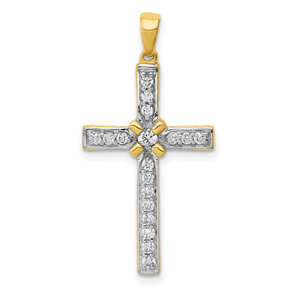 14K Gelbgold Kreuzanhänger mit 0,33 ct. echten Diamanten