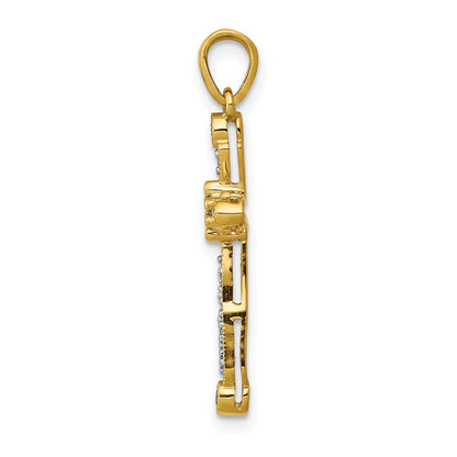 14K Gelbgold Kreuzanhänger mit 0,2 ct. echtem Diamant