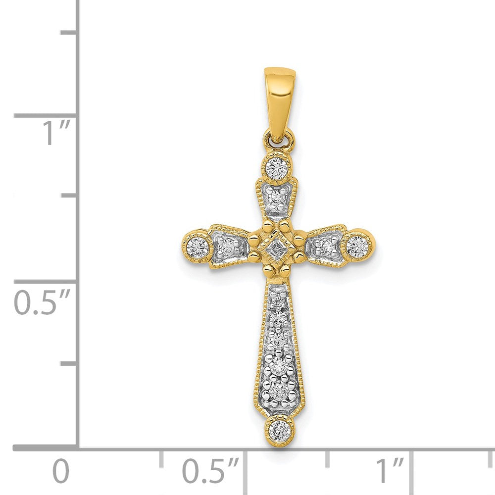 14K Gelbgold Kreuzanhänger mit 0,2 ct. echtem Diamant