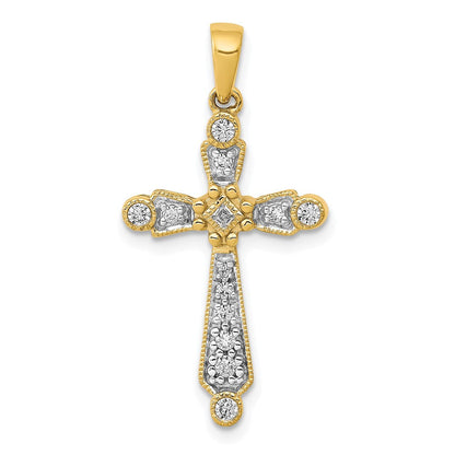 14K Gelbgold Kreuzanhänger mit 0,2 ct. echtem Diamant