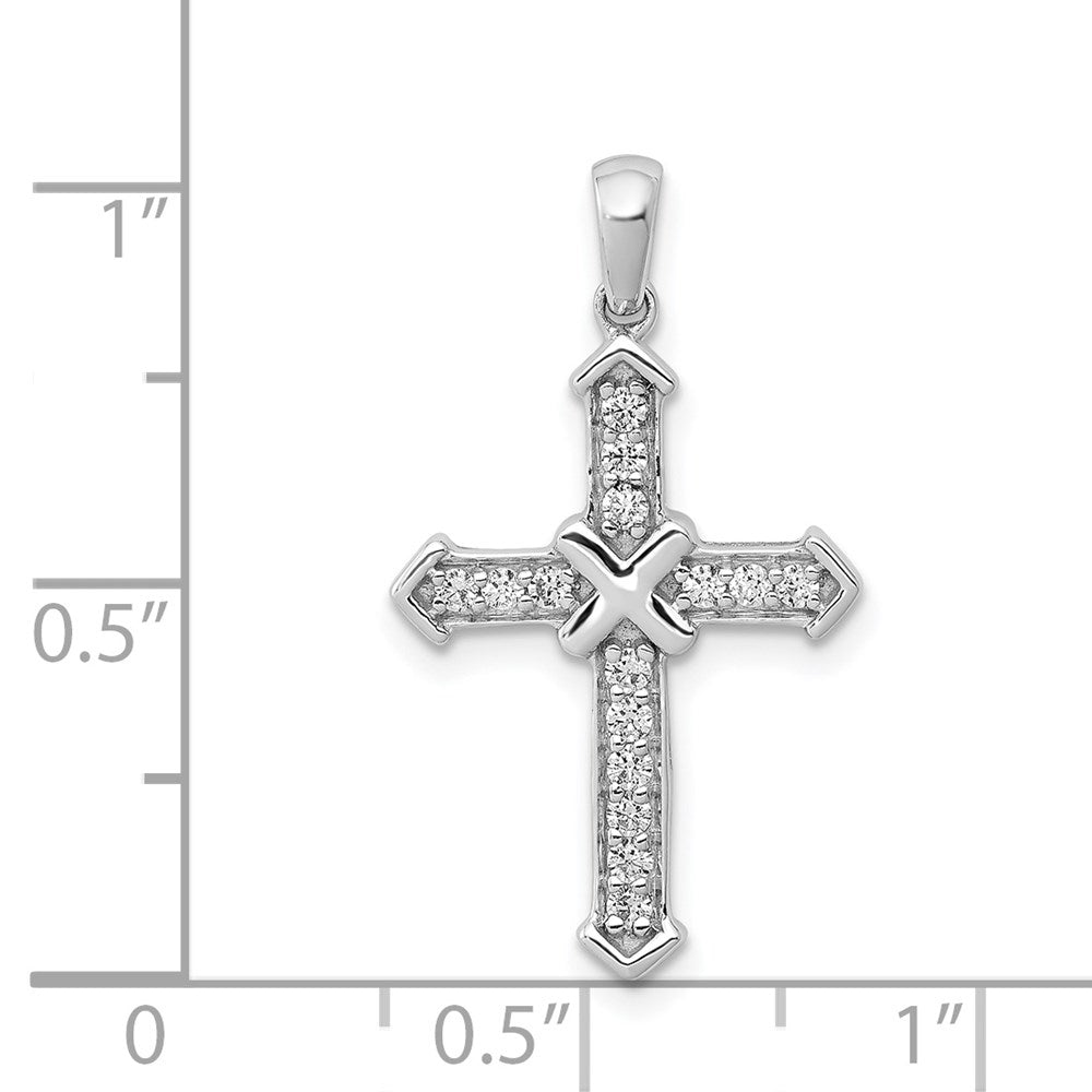 14K Weißgold Kreuzanhänger mit echten Diamanten (Passion)