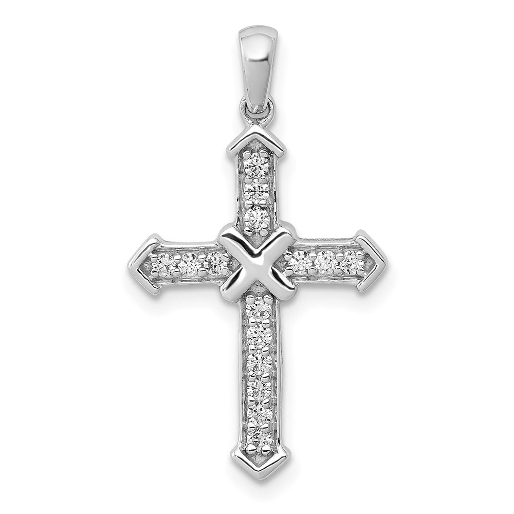14K Weißgold Kreuzanhänger mit echten Diamanten (Passion)