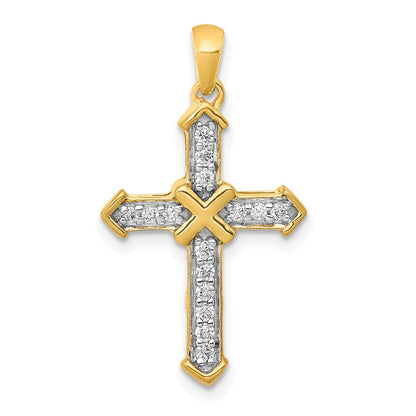 14K Gelbgold Passion Echtdiamant-Kreuz-Anhänger