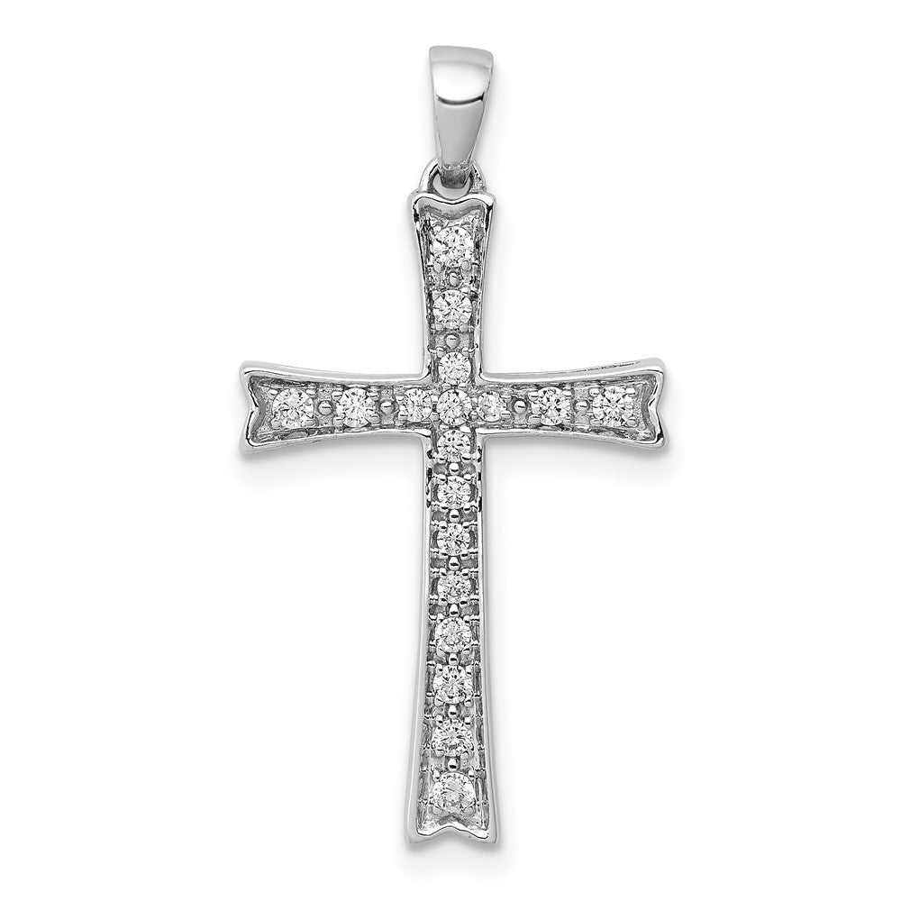 14 K Weißgold Anhänger Kreuz mit 0,2 ct. im Labor gezüchteten Diamanten VS/SI+ G+