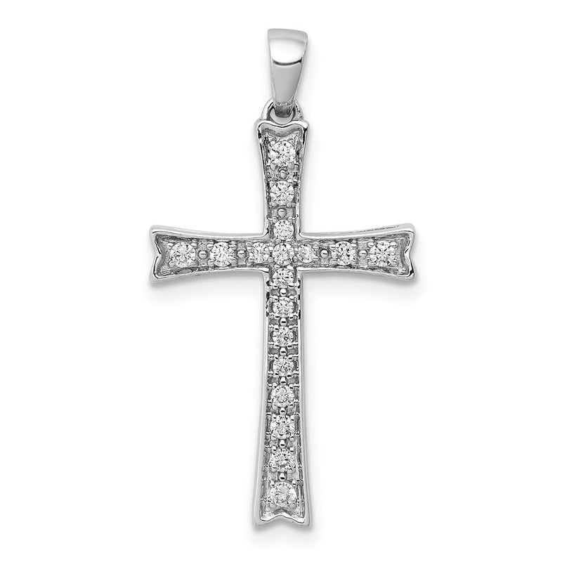 14K Weißgold Kreuzanhänger mit 0,2 ct. echtem Diamant