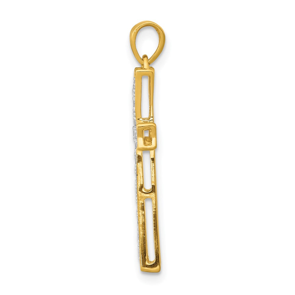 14K Gelbgold Kreuzanhänger mit 0,2 ct. echtem Diamanten