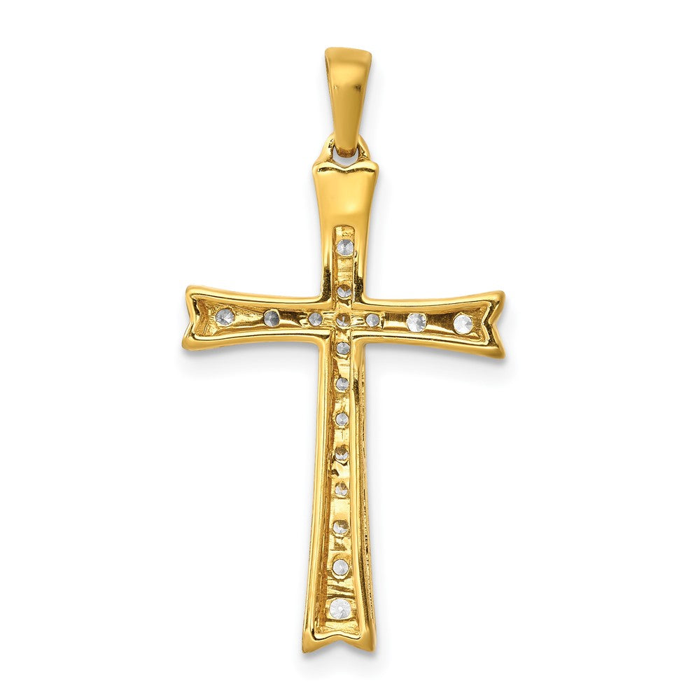 14K Gelbgold Kreuzanhänger mit 0,2 ct. laborgezüchtetem Diamant, VS/SI+ G+