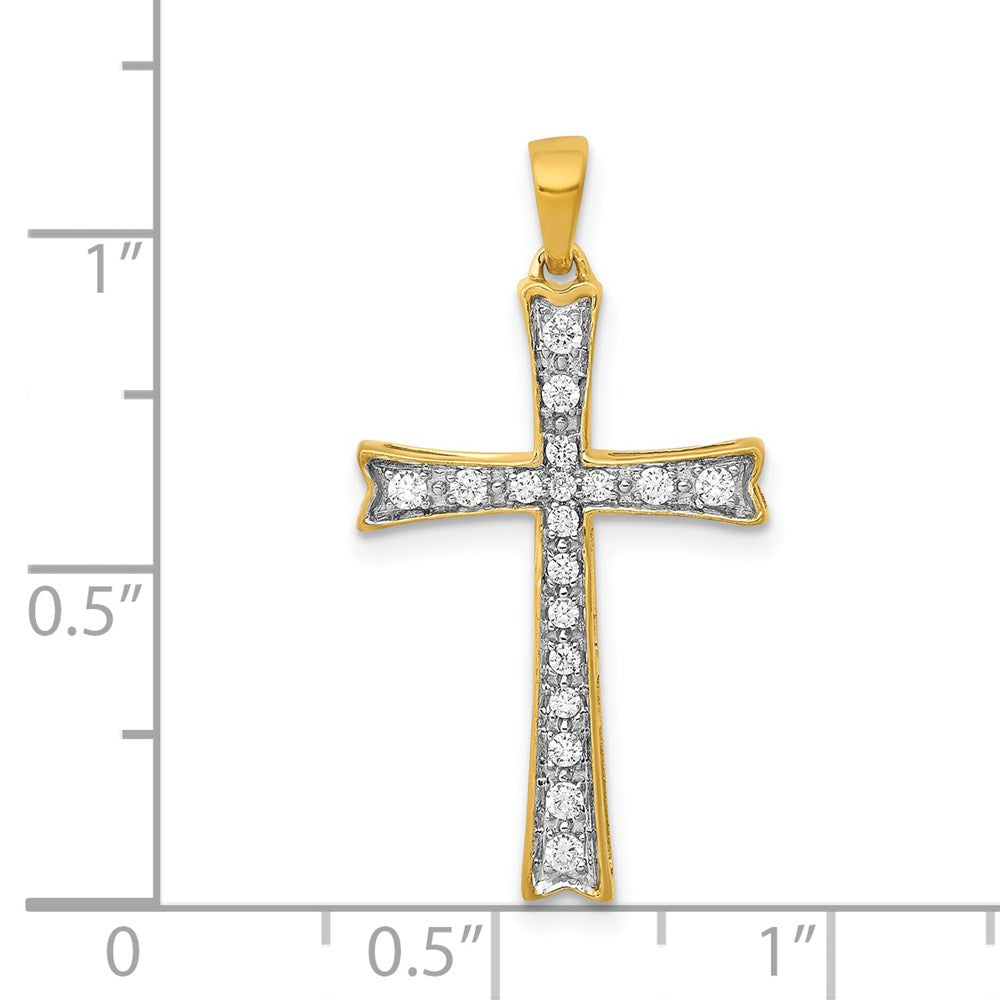 14K Gelbgold Kreuzanhänger mit 0,2 ct. echtem Diamanten