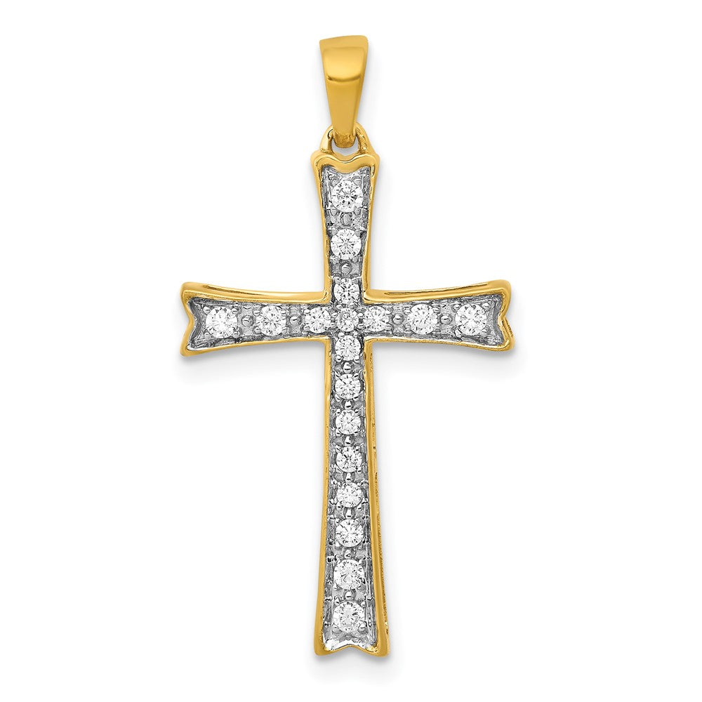14K Gelbgold Kreuzanhänger mit 0,2 ct. echtem Diamanten