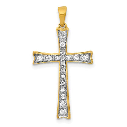 14K Gelbgold Kreuzanhänger mit 0,2 ct. echtem Diamanten