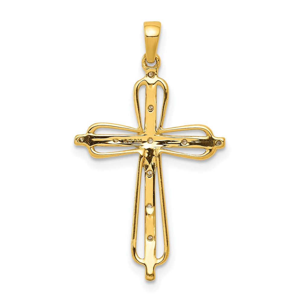 10K Gelb mit Rhodium 10K & Rhodium.03ct. Diamant Kreuz Anhänger