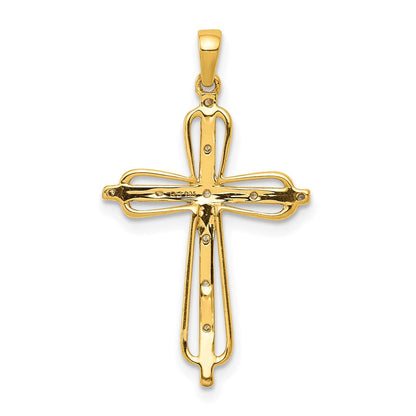 10K Gelb mit Rhodium 10K & Rhodium.03ct. Diamant Kreuz Anhänger