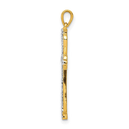 14K Gelbgold & Rhodium 0,03 ct. Echter Diamant-Kreuzanhänger