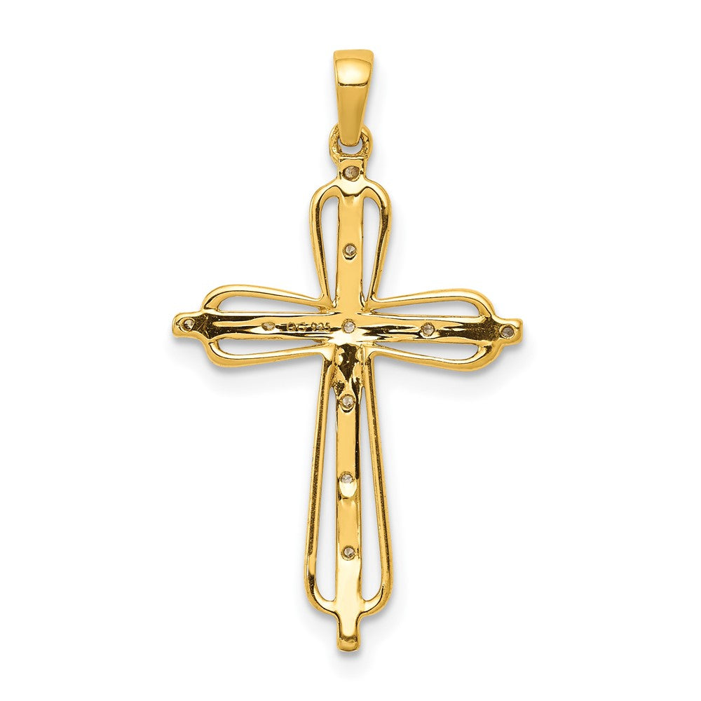 14K Gelbgold & Rhodium 0,03 ct. Echter Diamant-Kreuzanhänger