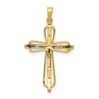 14K Gelbgold & Rhodium 0,03 ct. Echter Diamant-Kreuzanhänger