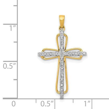 14K Gelbgold & Rhodium 0,03 ct. Echter Diamant-Kreuzanhänger