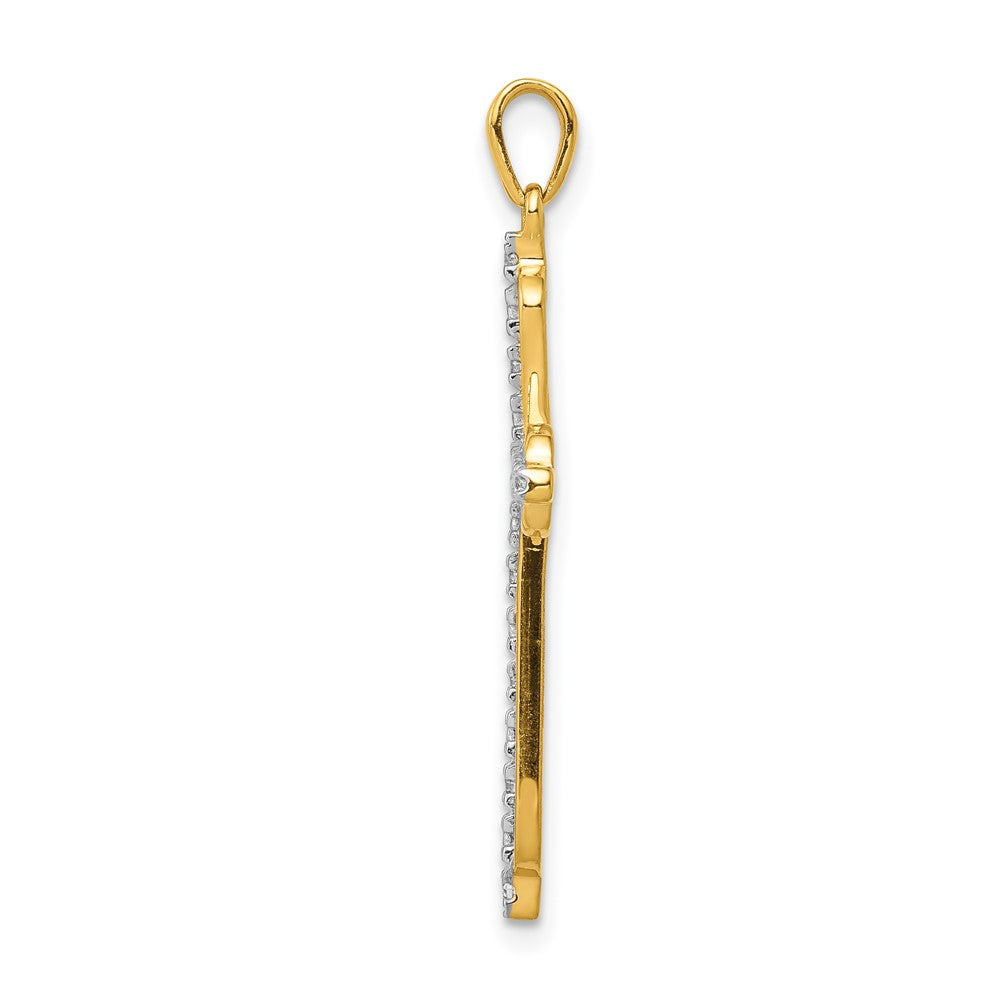 14k Gelbgold & Rhodium Echtdiamant-Kreuzanhänger