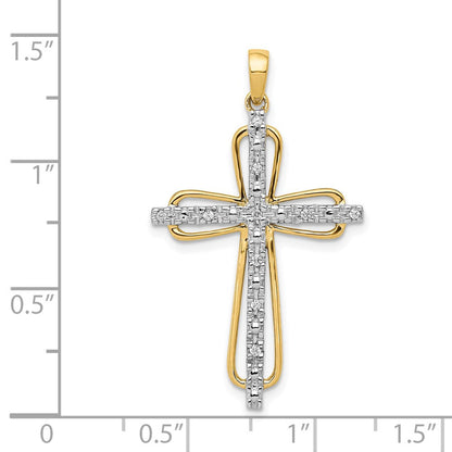 14 K Gelbgold & Rhodium 0,06 ct. Echter Diamant-Kreuz-Anhänger