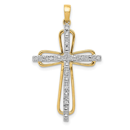 14 K Gelbgold & Rhodium 0,06 ct. Echter Diamant-Kreuz-Anhänger