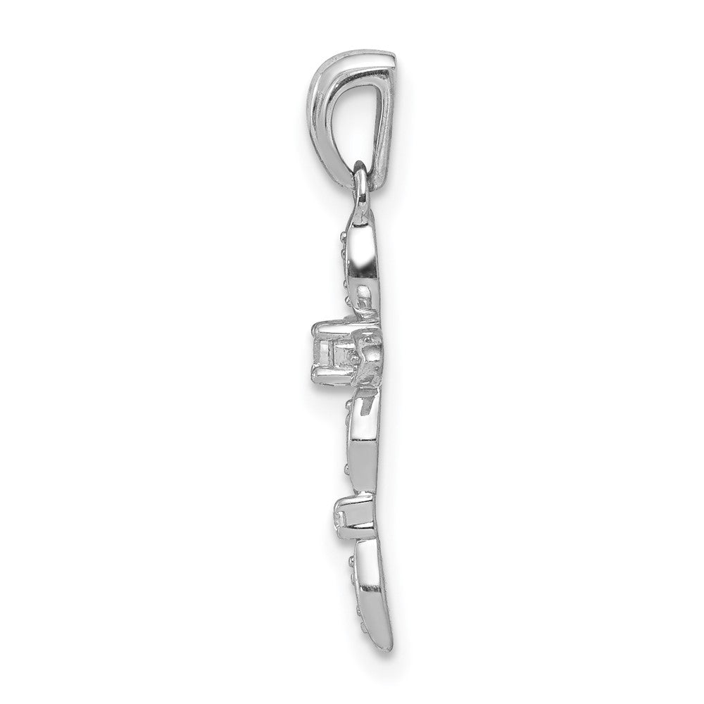 14 K Weißgold Anhänger Kreuz mit 0,05 ct. echten Diamanten