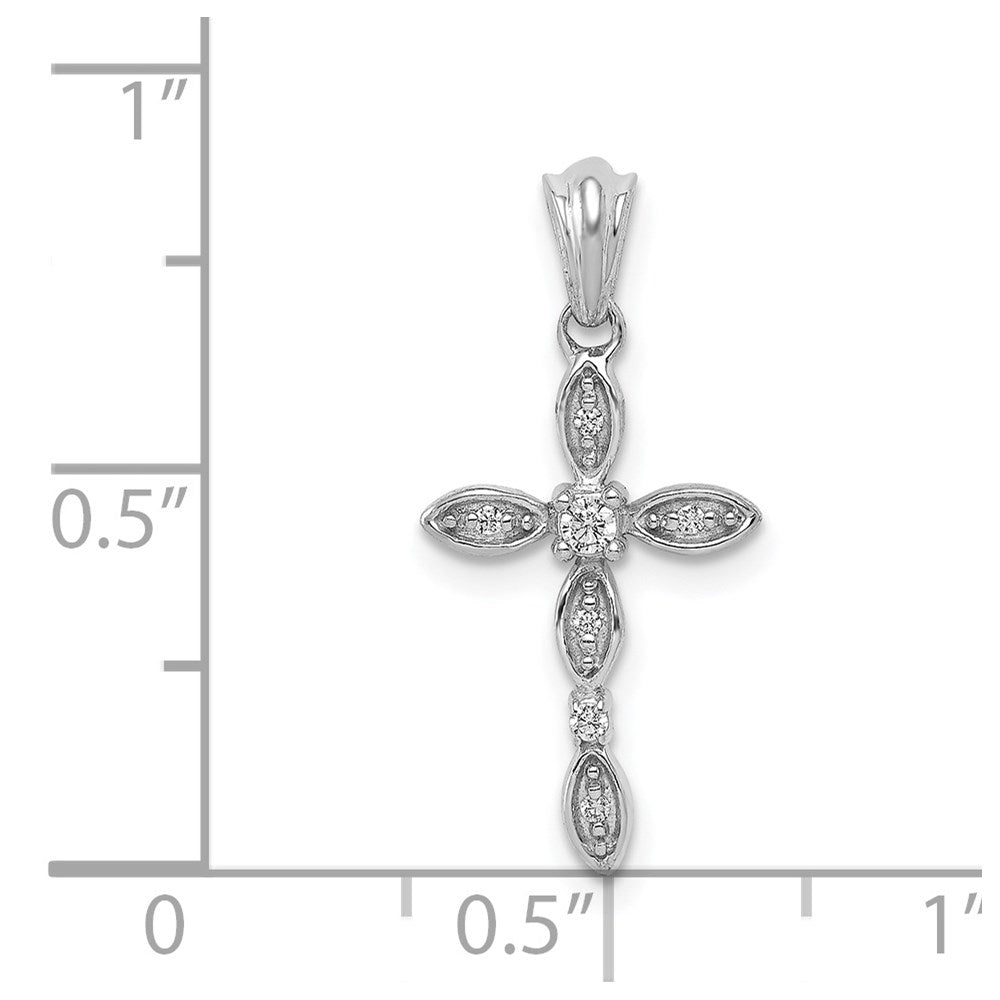 14 K Weißgold Anhänger Kreuz mit 0,05 ct. echten Diamanten