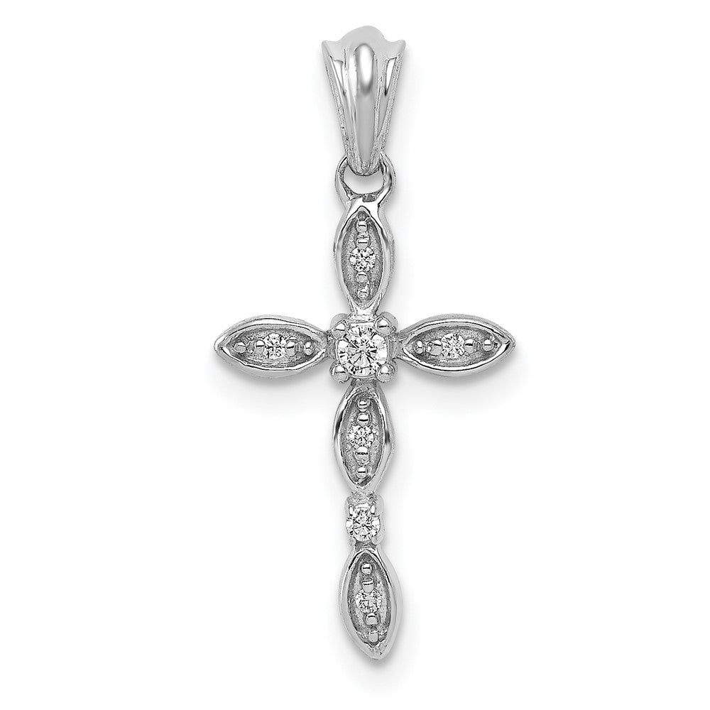 14 K Weißgold Anhänger Kreuz mit 0,05 ct. echten Diamanten