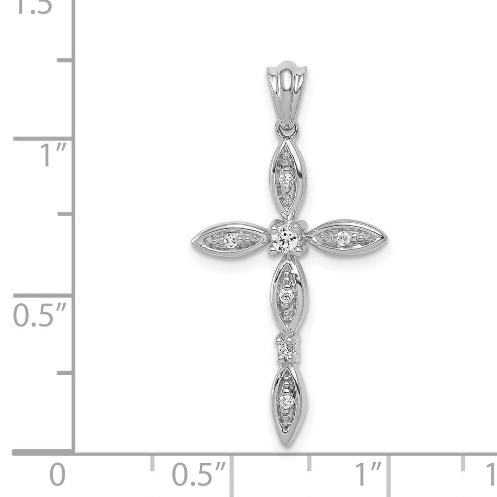 14K Weißgold Kreuzanhänger mit 0,10 ct. echtem Diamant