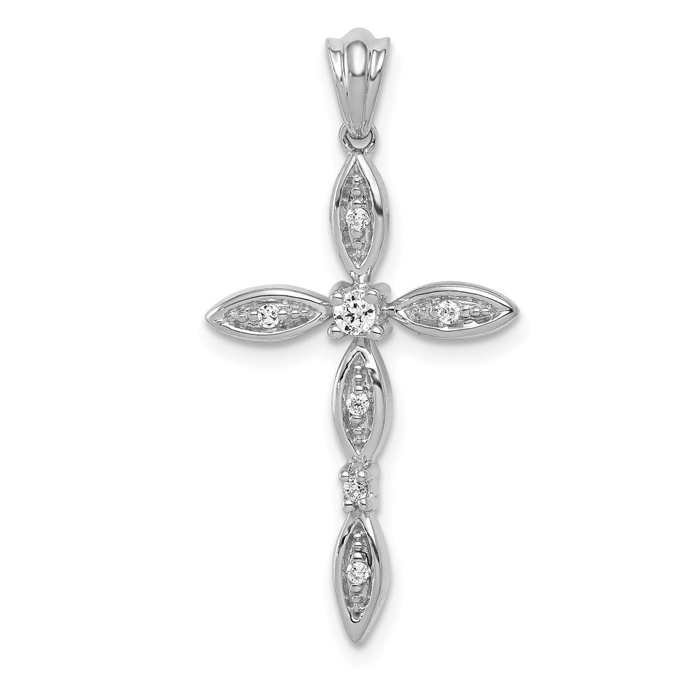 14K Weißgold Kreuzanhänger mit 0,10 ct. echtem Diamant