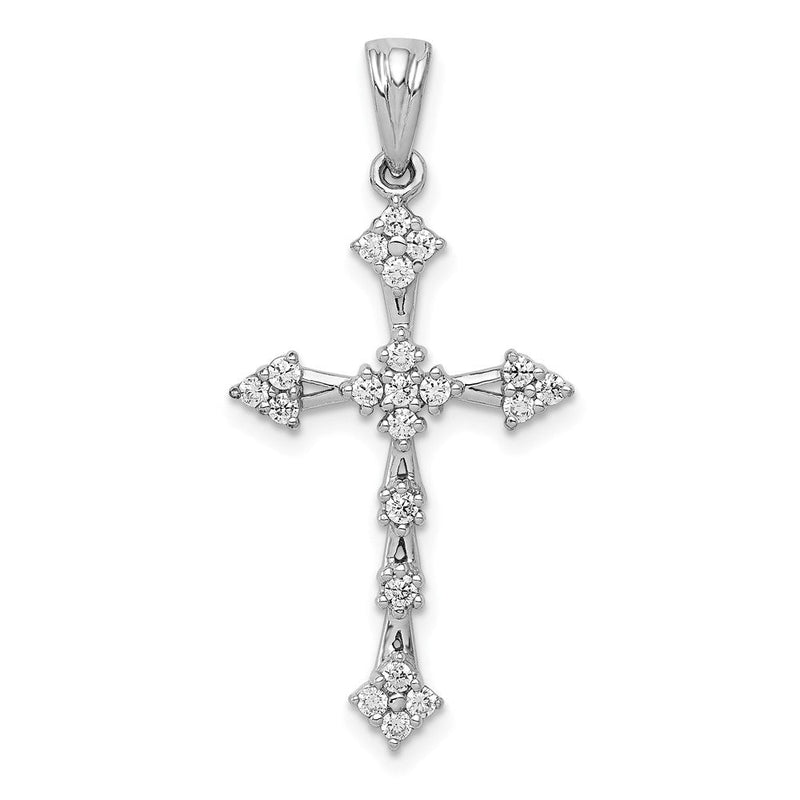14K Weißgold Kreuzanhänger mit 0,25 ct. echten Diamanten