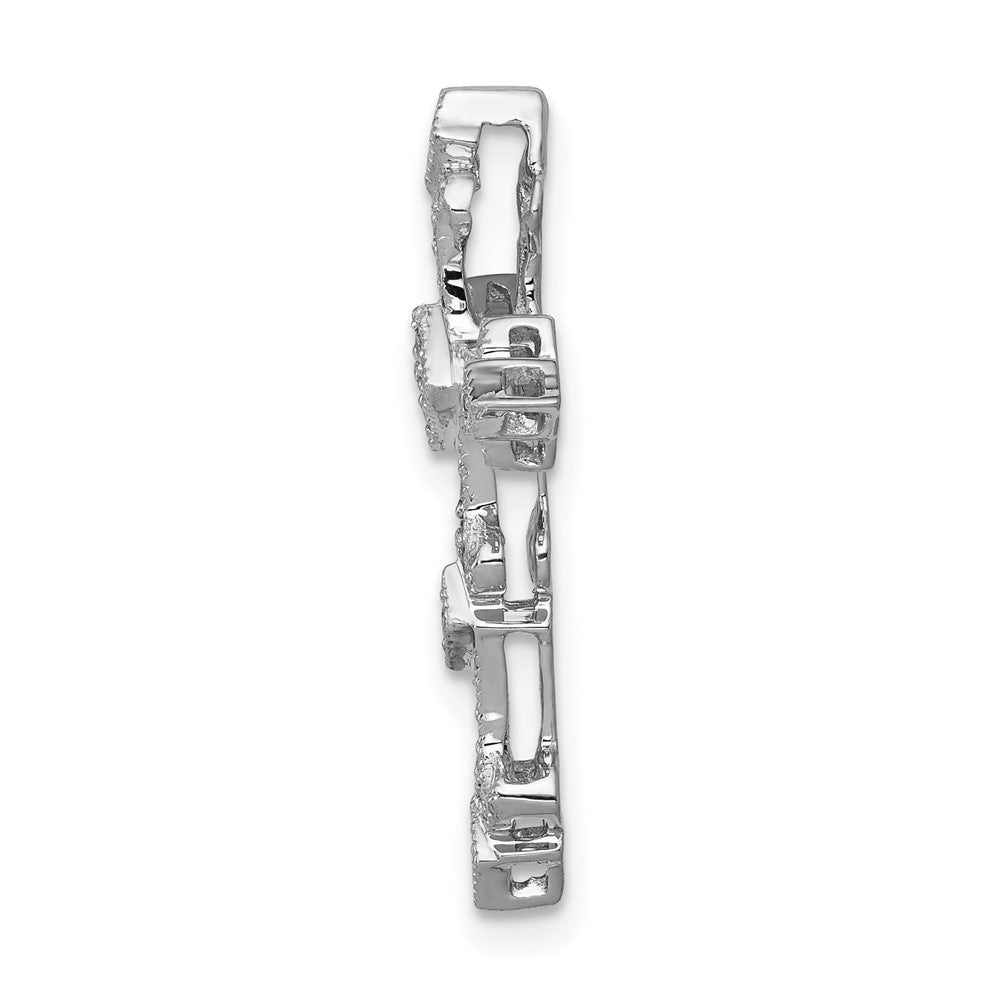 14K Weißgold 1/6ct. Echt Diamant Filigran Kreuz Kette Anhänger