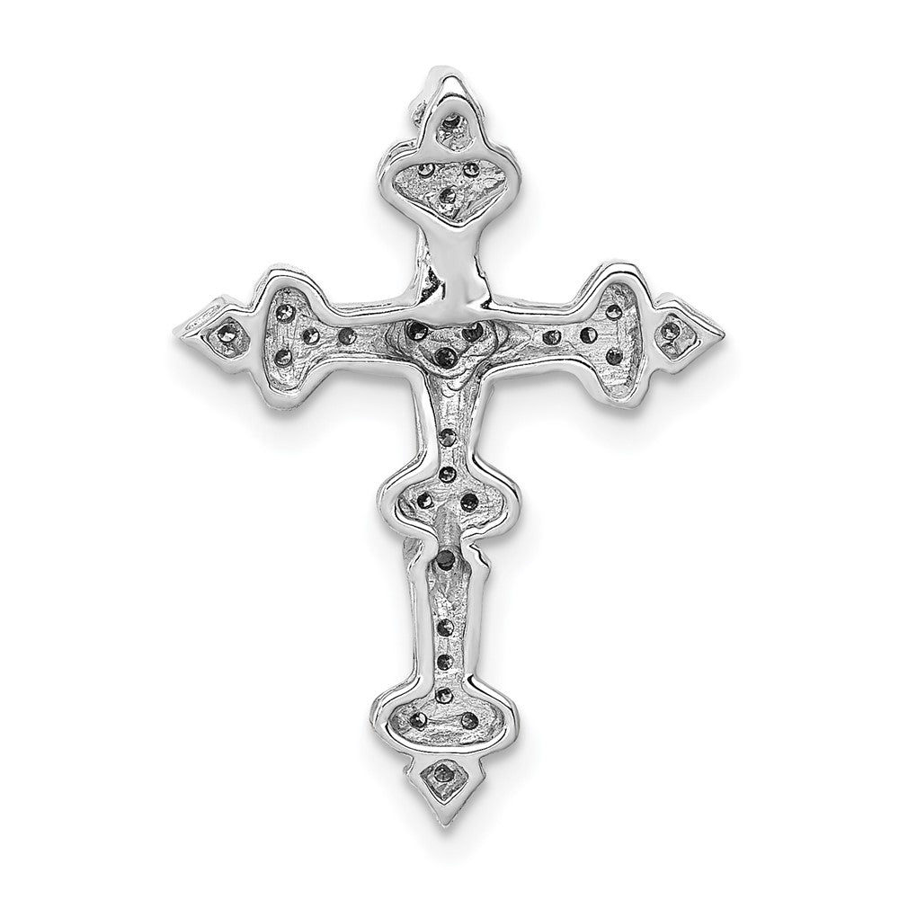 14K Weißgold 1/6ct. Echt Diamant Filigran Kreuz Kette Anhänger