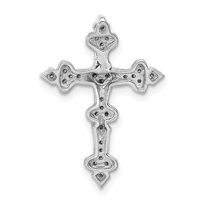14K Weißgold 1/6ct. Echt Diamant Filigran Kreuz Kette Anhänger