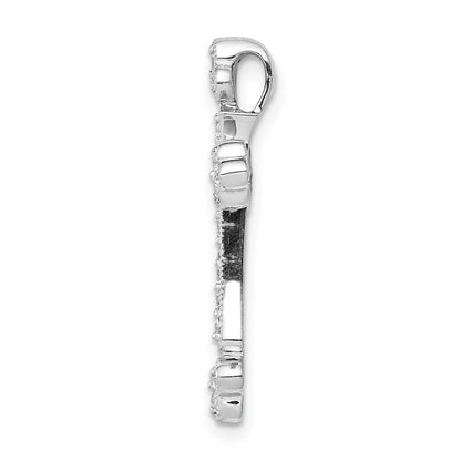 14 K Weißgold Kreuz-Gleitanhänger mit 0,25 ct. Labor gezüchteten Diamanten, VS/SI+, G+, Kette