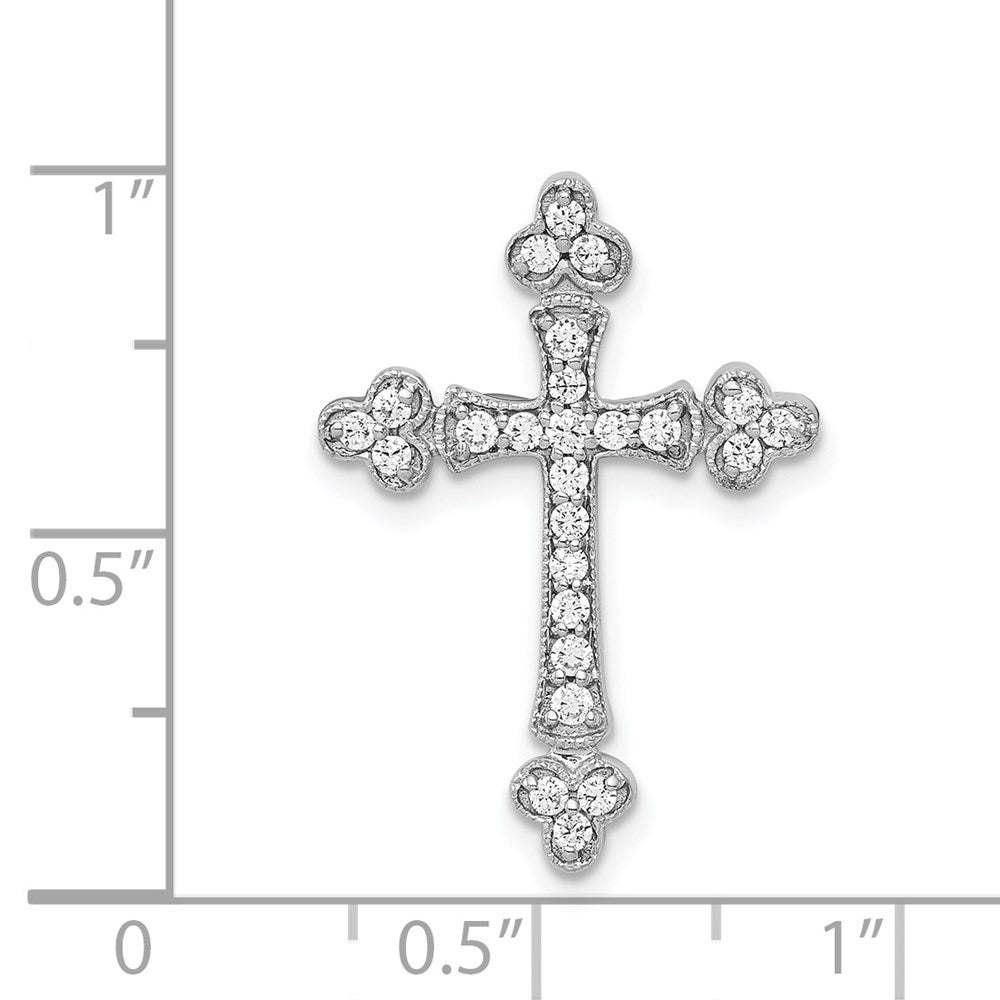 14K Weißgold 1/4ct. Echt Diamant Knospend Kreuz Kette Anhänger