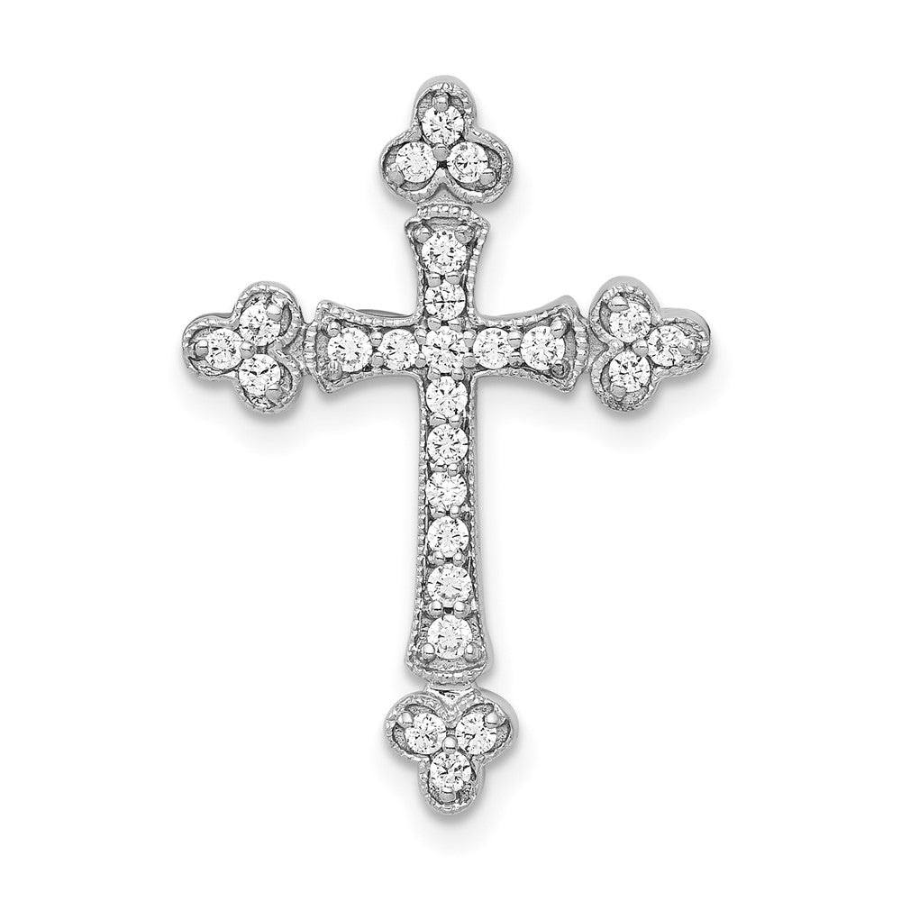 14 K Weißgold Kreuz-Gleitanhänger mit 0,25 ct. Labor gezüchteten Diamanten, VS/SI+, G+, Kette