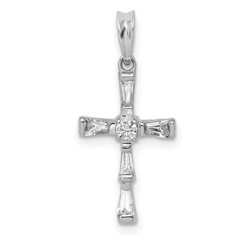14 Karat Weißgold Kreuzanhänger mit 0,2 ct. echten Diamanten