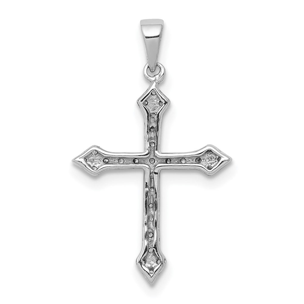 14K Weißgold Kreuz-Anhänger mit 0,2 ct. Labor-gezüchteten Diamanten VS/SI+ G+