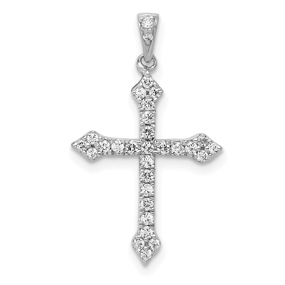 14K Weißgold Kreuz-Anhänger mit 0,2 ct. Labor-gezüchteten Diamanten VS/SI+ G+
