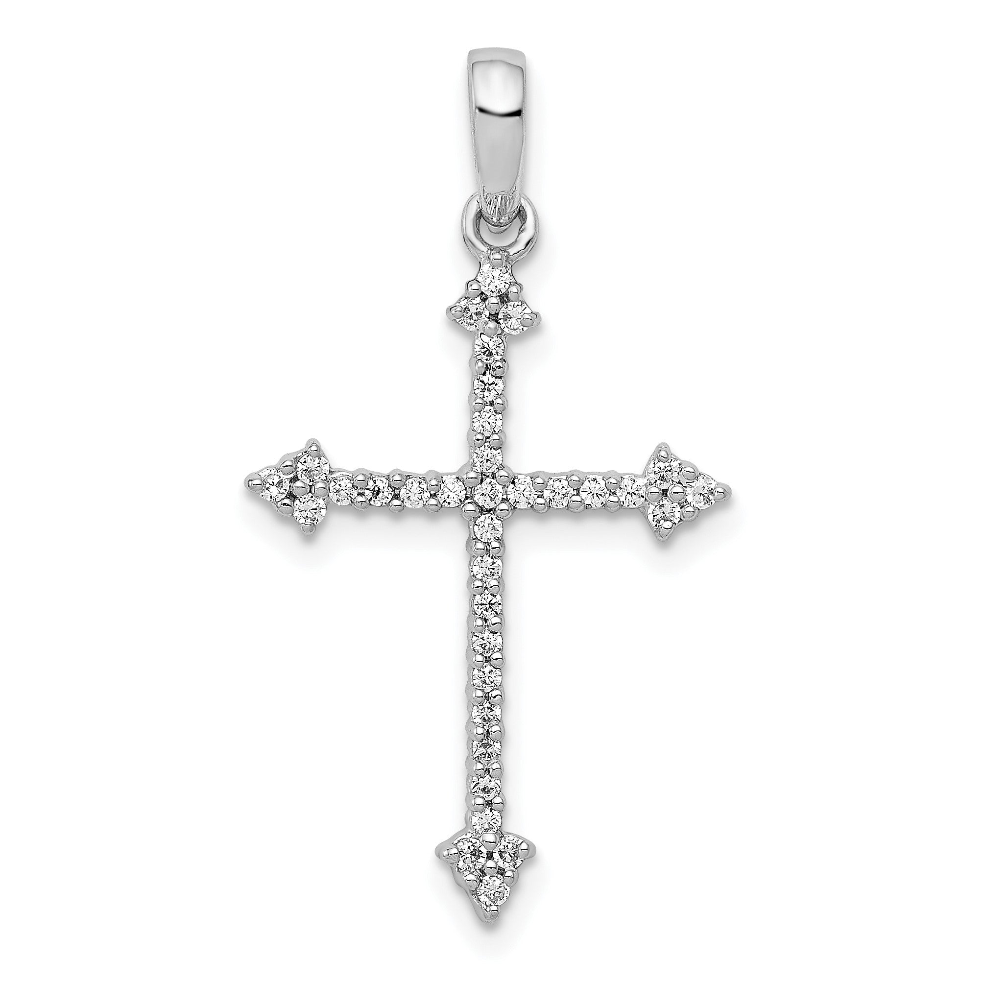 14 Karat Weißgold Kreuzanhänger mit 0,2 ct. echten Diamanten