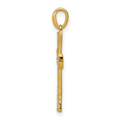14K Gelbgold Kreuzanhänger mit 0,1 ct. Labordiamant VS/SI+ G+