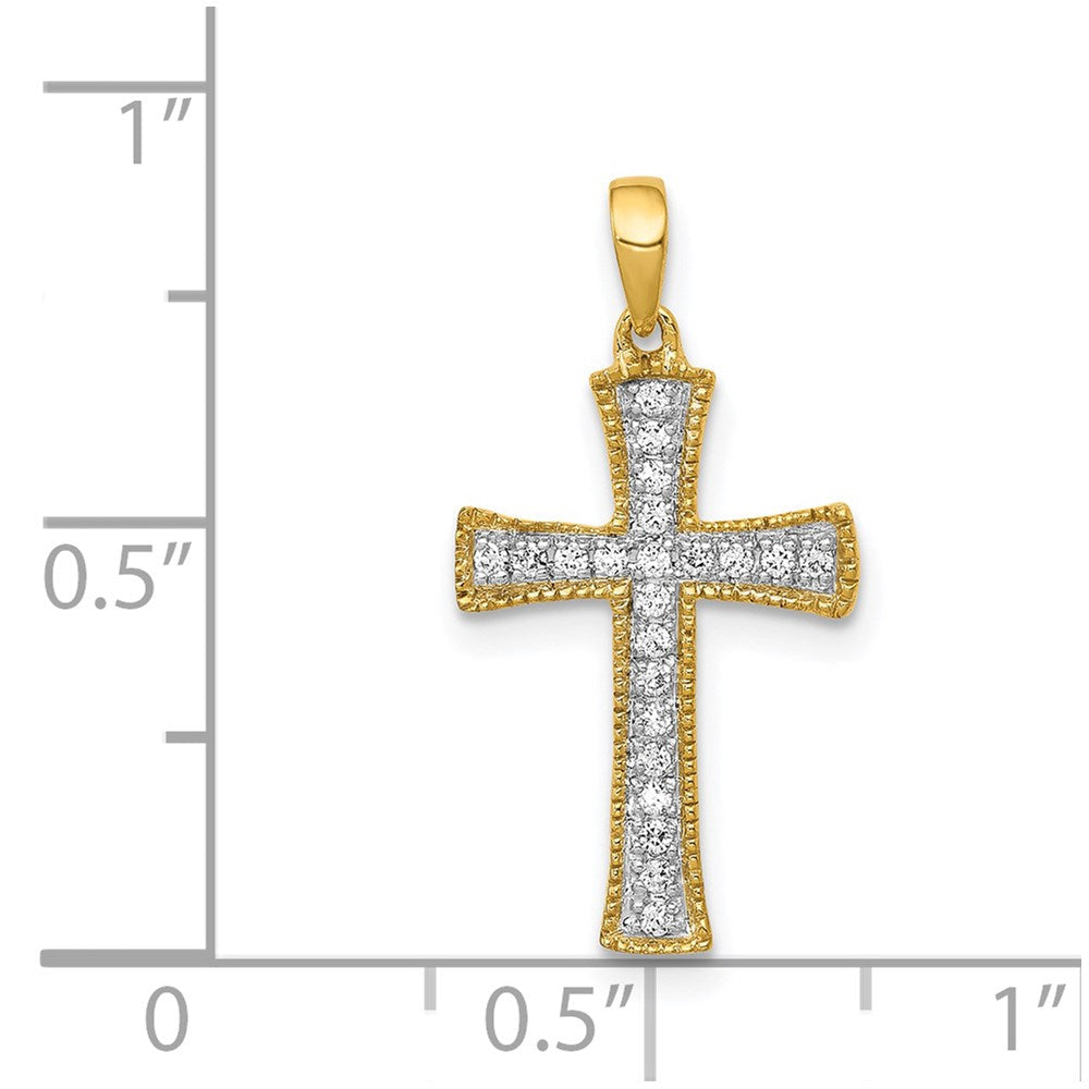 14K Gelbgold Kreuzanhänger mit 0,10 ct. echten Diamanten