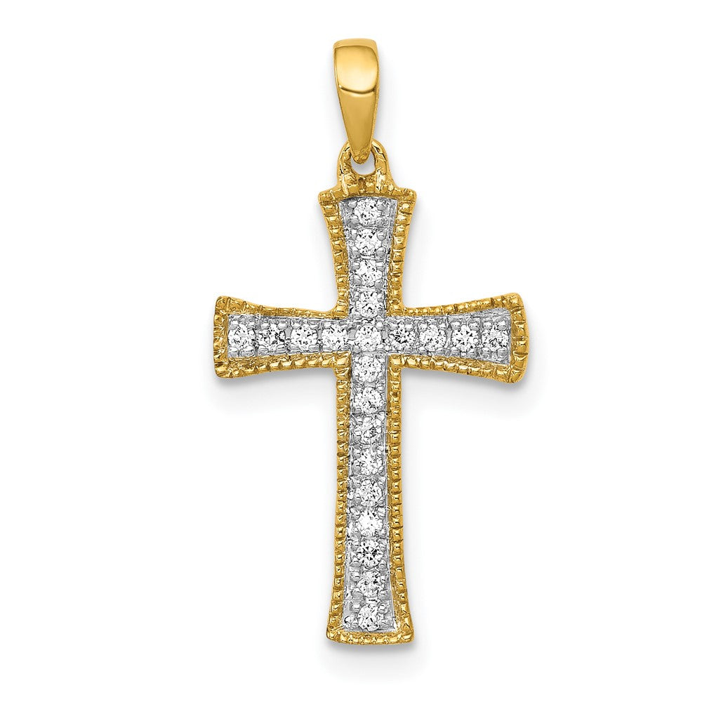 14K Gelbgold Kreuzanhänger mit 0,10 ct. echten Diamanten