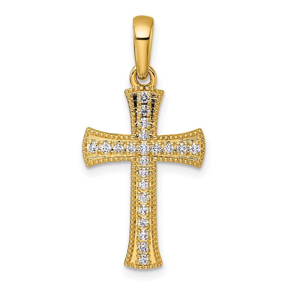 14K Gelbgold Diamant-Kreuzanhänger, 0,25 ct