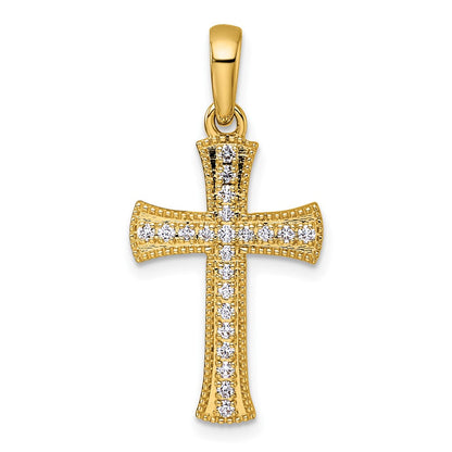 14K Gelbgold Diamant-Kreuzanhänger, 0,25 ct