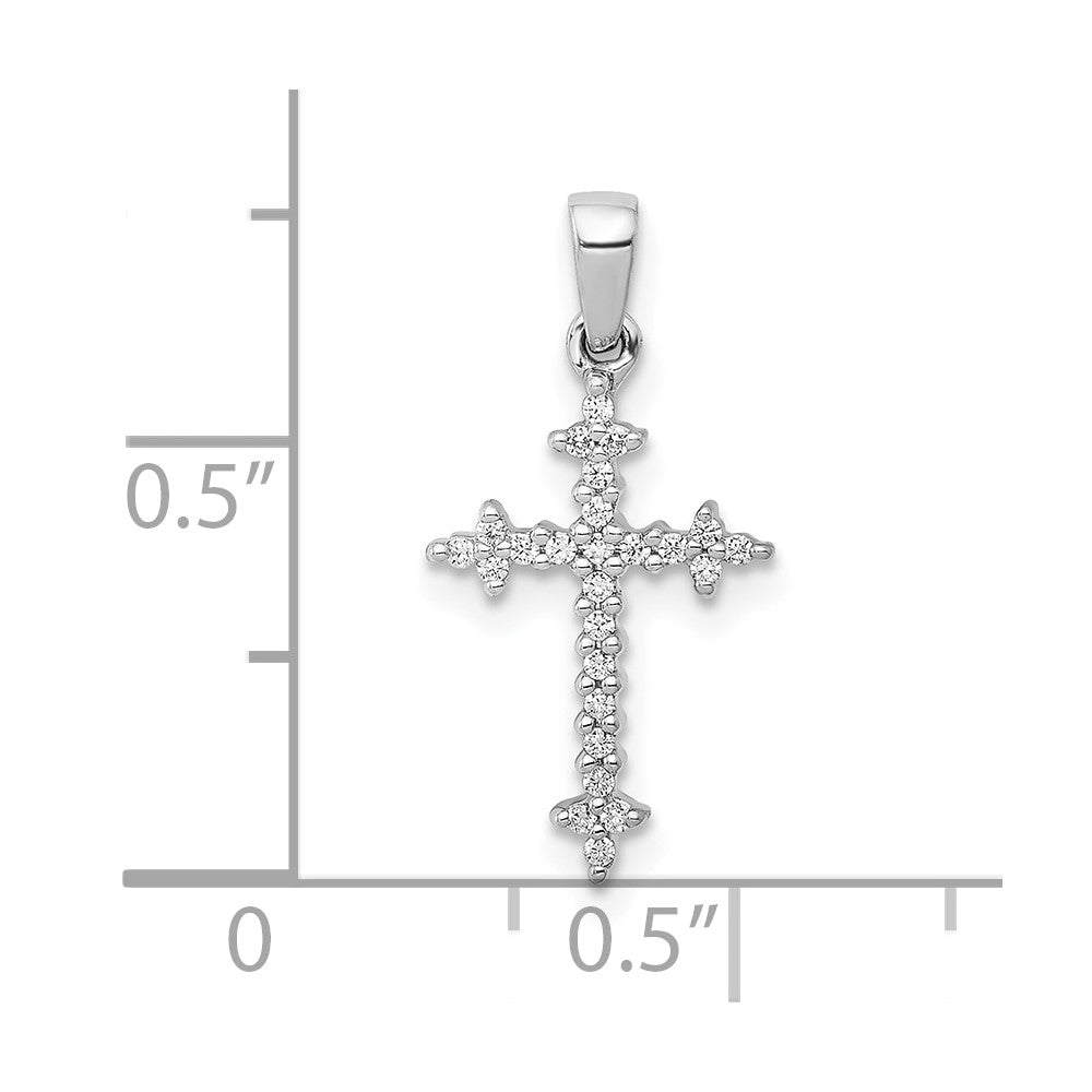 10K Weißgold 10K 1/10ct. Diamant Fleur E Lis Kreuz Anhänger