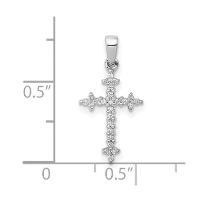 10K Weißgold 10K 1/10ct. Diamant Fleur E Lis Kreuz Anhänger