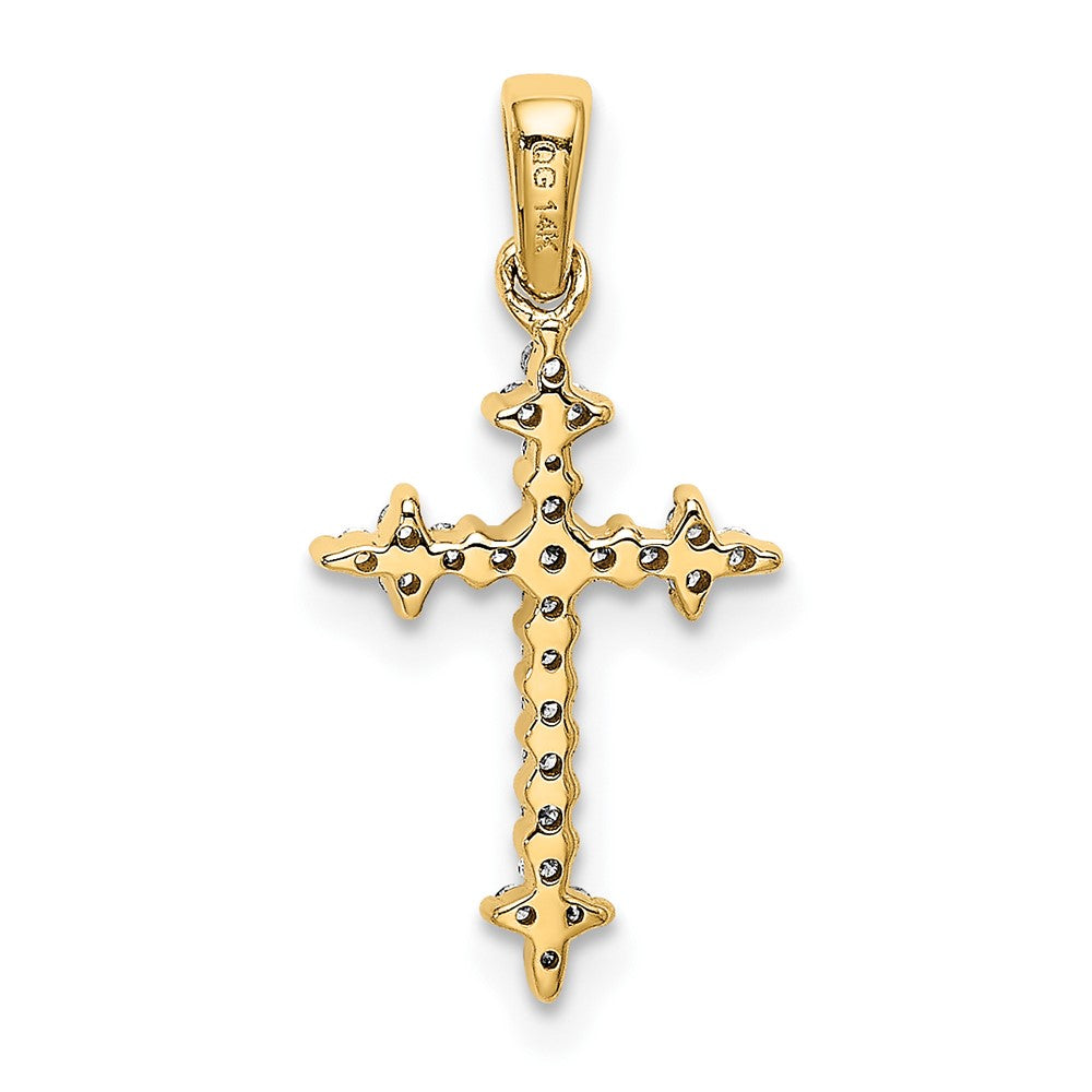 10K Gelbgold 10K 1/10ct. Diamant Fleur De Lis Kreuz Anhänger