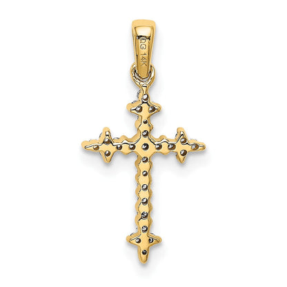 10K Gelbgold 10K 1/10ct. Diamant Fleur De Lis Kreuz Anhänger
