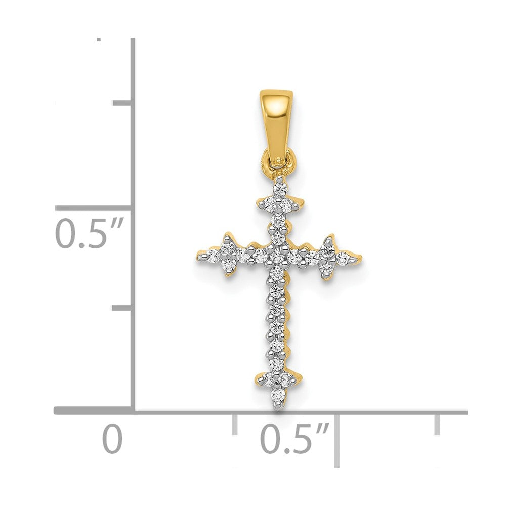 10K Gelbgold 10K 1/10ct. Diamant Fleur De Lis Kreuz Anhänger