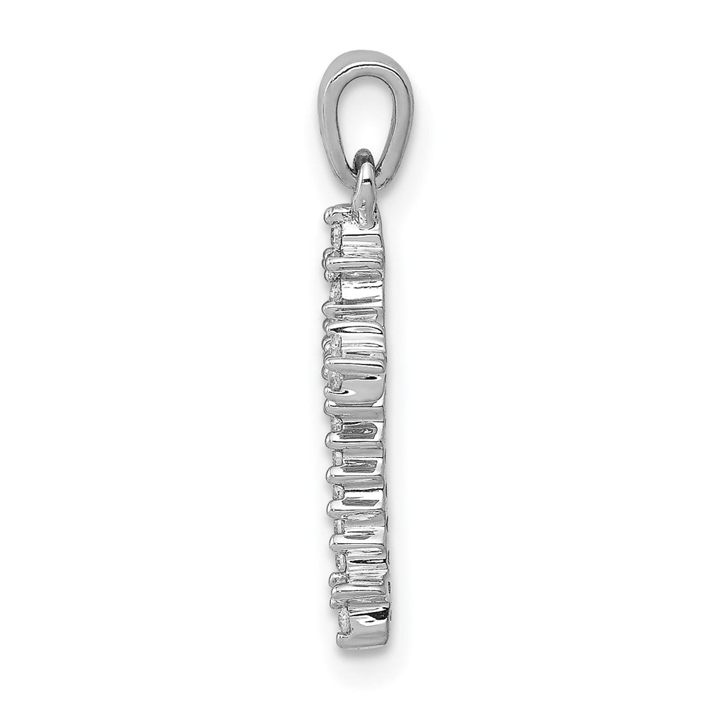 14K Weißgold 0,1 ct. Echter Diamant Fleur-de-Lis-Kreuz-Anhänger